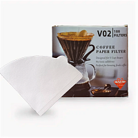 Фильтры бумажные V02 Coffee Paper Filter отбеленные для воронок 2-4 чашки упак 100 шт 