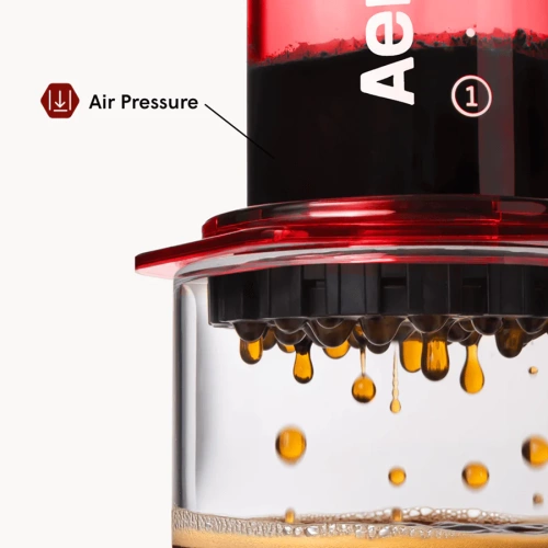 Кофеварка ручная Аэропресс (AeroPress) Clear Red: красный, 90RD05  фото 3