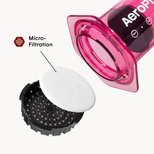 Кофеварка ручная Аэропресс (AeroPress) Clear Pink: розовая, 90PK05  фото 6