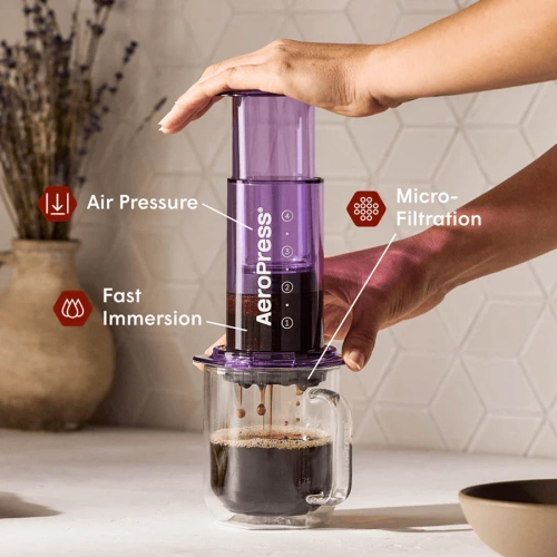 Кофеварка ручная Аэропресс (Aeropress) Clear Pink, розовая, 90PK05  фото 2